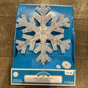Snowflake Christmas Tree Topper Star White Clear